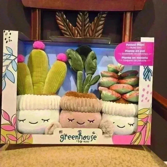 Russ Other - NWT Greenhouse by Russ  Plush Assorted Flower Plant Pack of 3, Size 12"